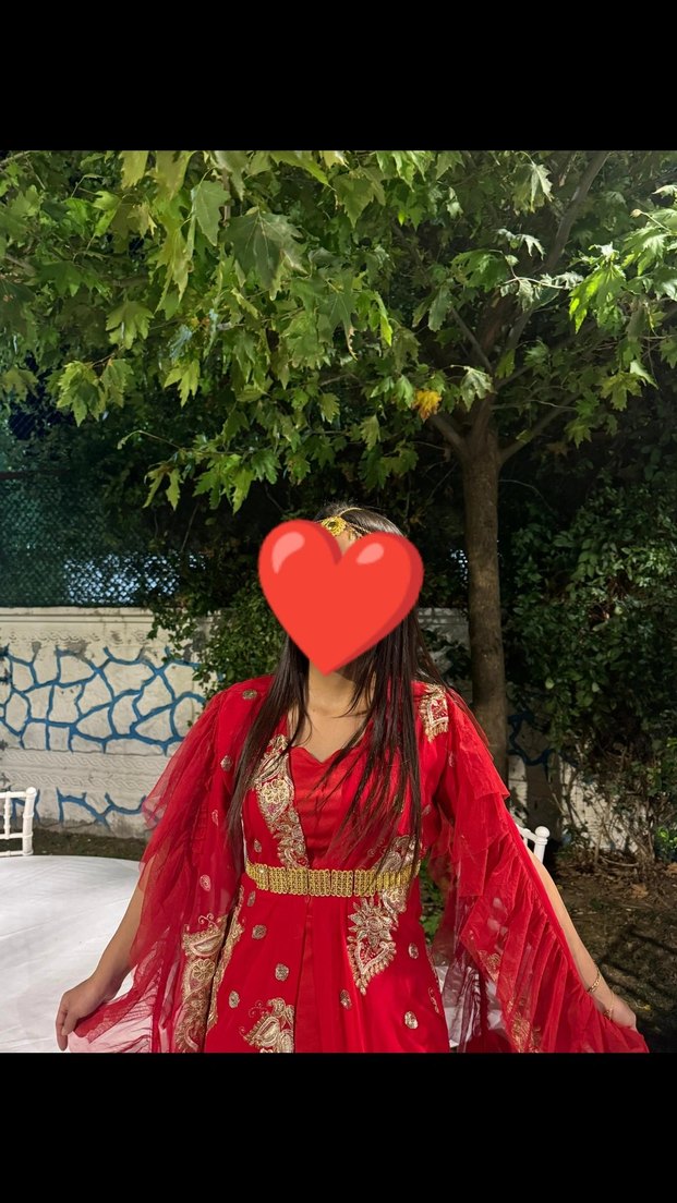 Kırmızı Etnik Desenli Uzun Bohem Kadın Elbise - Görsel 3