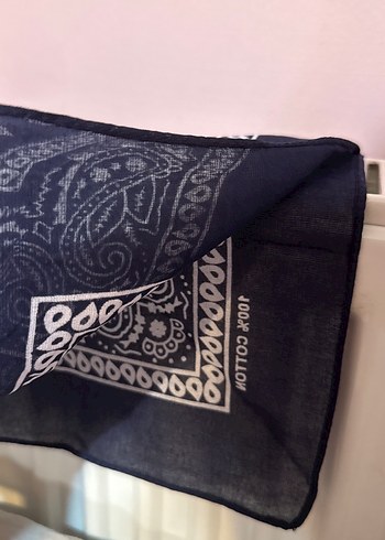 Kahve parası bandana pamuklu geniş- Lacivert Bohem Kadın Fular - Görsel 2