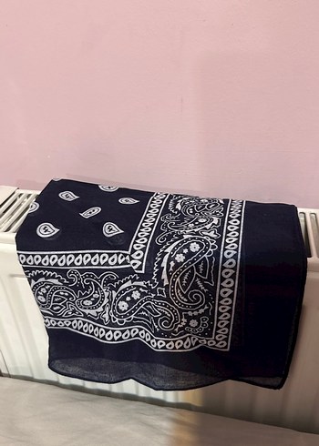 Kahve parası bandana pamuklu geniş- Lacivert Bohem Kadın Fular - Görsel 4
