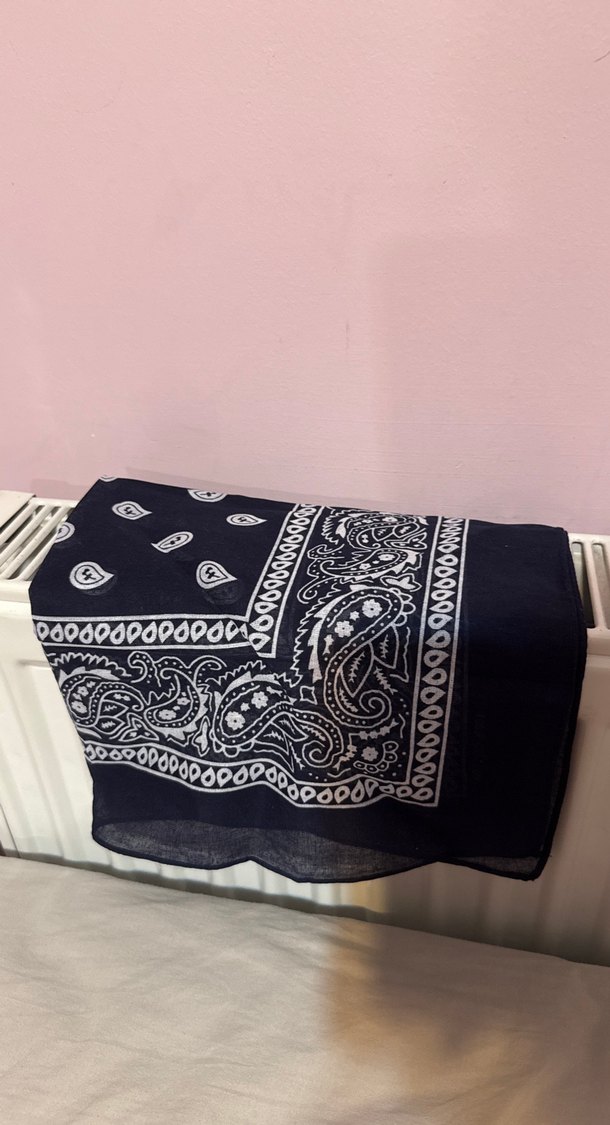 Kahve parası bandana pamuklu geniş- Lacivert Bohem Kadın Fular - Görsel 4