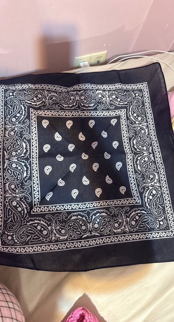 Kahve parası bandana pamuklu geniş- Lacivert Bohem Kadın Fular - Görsel 3