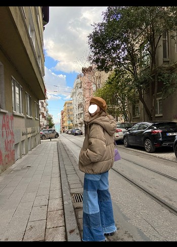 Camel Renkli Kadın Puff Mont - Görsel 2