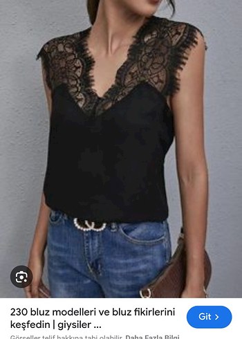 Dantelli V Yaka Siyah Kadın Bluz - Görsel 10