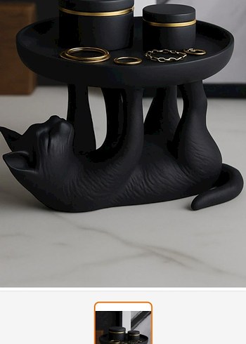 Beyaz Kedi Figürlü Dekoratif Tepsi - Görsel 3