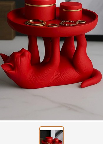 Beyaz Kedi Figürlü Dekoratif Tepsi - Görsel 2