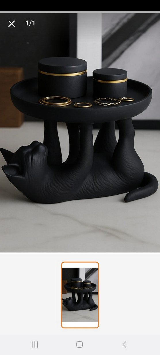 Beyaz Kedi Figürlü Dekoratif Tepsi - Görsel 3