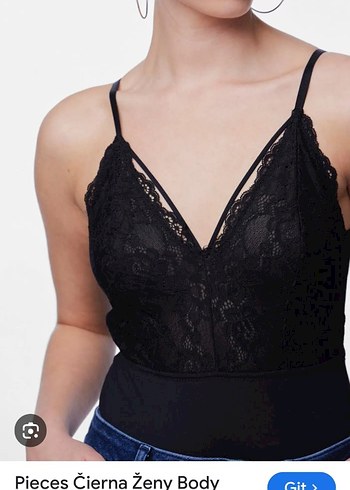 Kadın Siyah Dantelli V Yaka Strappy Bustiyer - Görsel 2