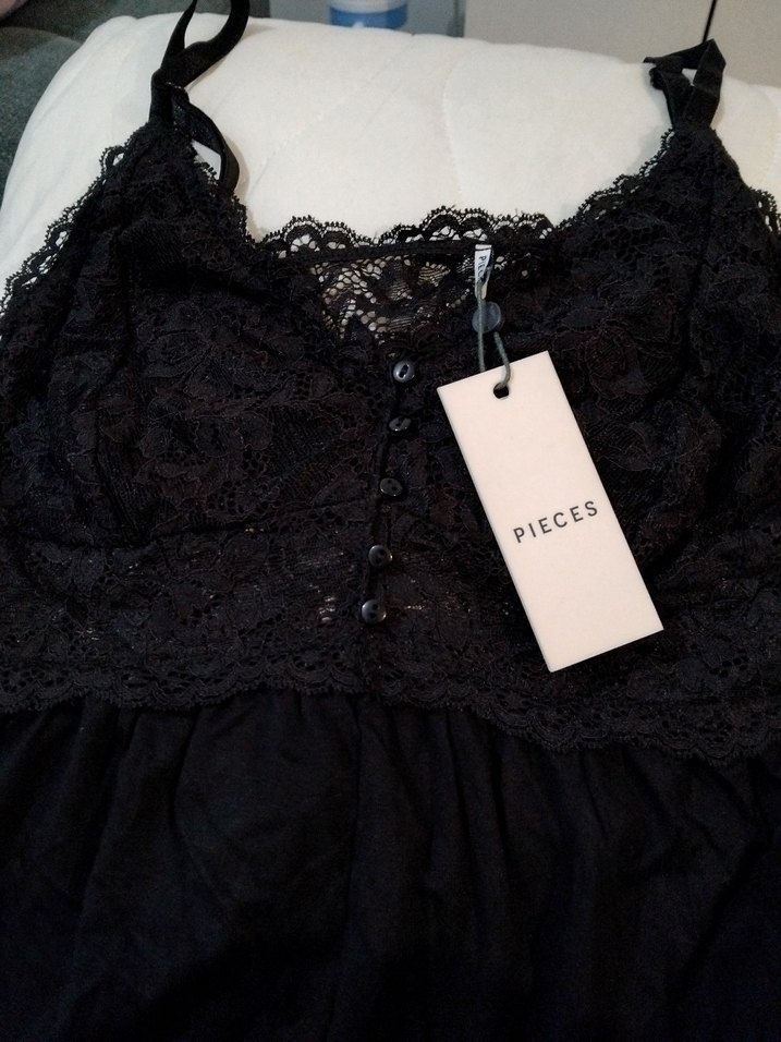 Kadın Siyah Dantelli V Yaka Strappy Bustiyer - Görsel 3