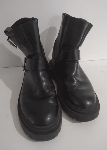 Siyah Deri Tokalı Goth Botlar - Görsel 4