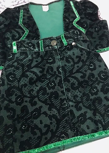 Kızlar için Yeşil Dantel Desenli Goth Bolero - Görsel 2