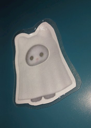 Beyaz hayalet kedi sticker - Görsel 3