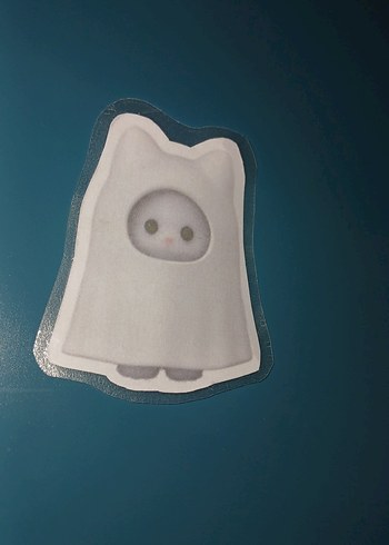 Beyaz hayalet kedi sticker - Görsel 2