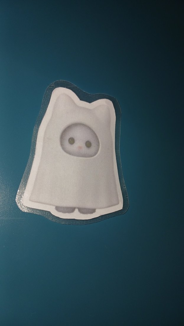 Beyaz hayalet kedi sticker - Görsel 2