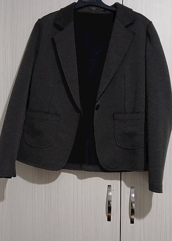 Mango Gri Düğmeli Kadın Blazer Ceket