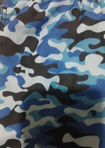 Erkek Mavi Kamuflaj Rahat Kesim Şort - Görsel 4