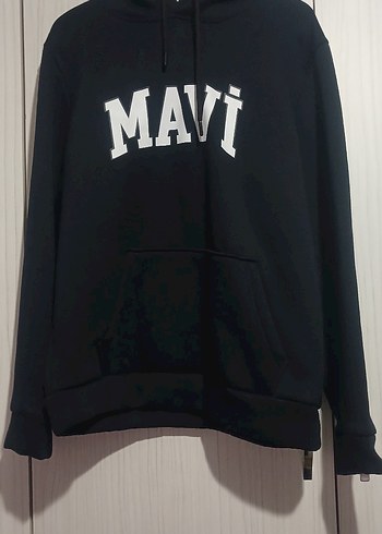 erkek Siyah Kapüşonlu Sweatshirt MAVI Baskılı - Görsel 2