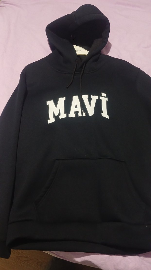 erkek Siyah Kapüşonlu Sweatshirt MAVI Baskılı - Görsel 3