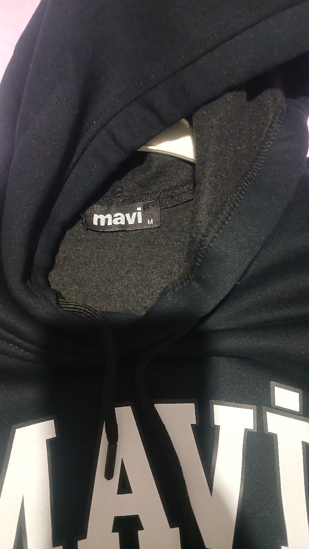 erkek Siyah Kapüşonlu Sweatshirt MAVI Baskılı - Görsel 5
