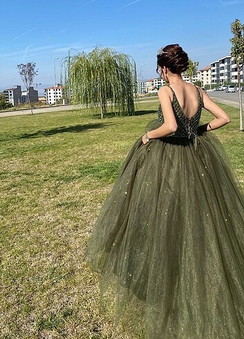 s Beden haki Renk Nişan elbisesi / dış çekim elbisesi