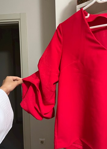 H&M Kırmızı V Yaka Salaş Bluz