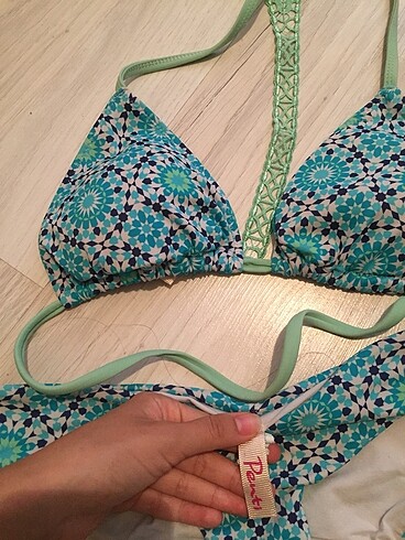Penti Mavi yeşil desenli penti bikini takımı