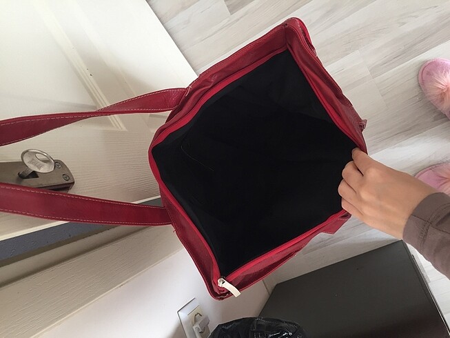 Beden kırmızı Renk Kırmızı deri büyük çanta