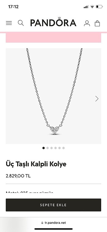 Pandora üç taşlı kalpli kolye