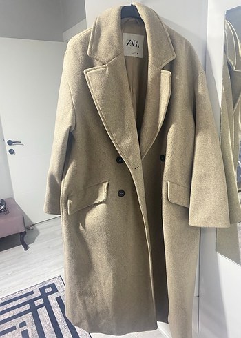 Bej Midi Kadın  Kaban zara oversize - Görsel 4