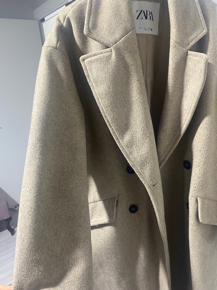 Bej Midi Kadın  Kaban zara oversize - Görsel 5