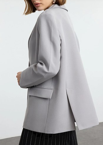 Gri Kemerli Kadın Blazer Ceket - Görsel 2