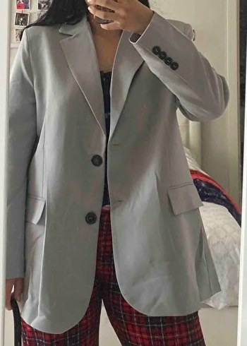 Gri Kemerli Kadın Blazer Ceket - Görsel 4