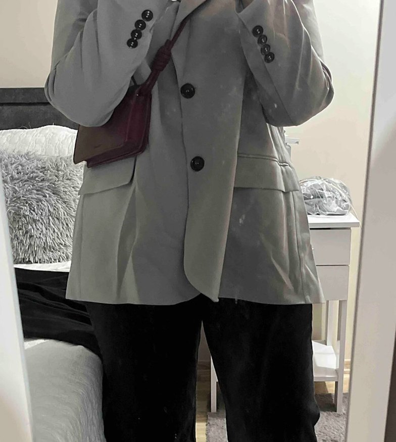 Gri Kemerli Kadın Blazer Ceket - Görsel 3