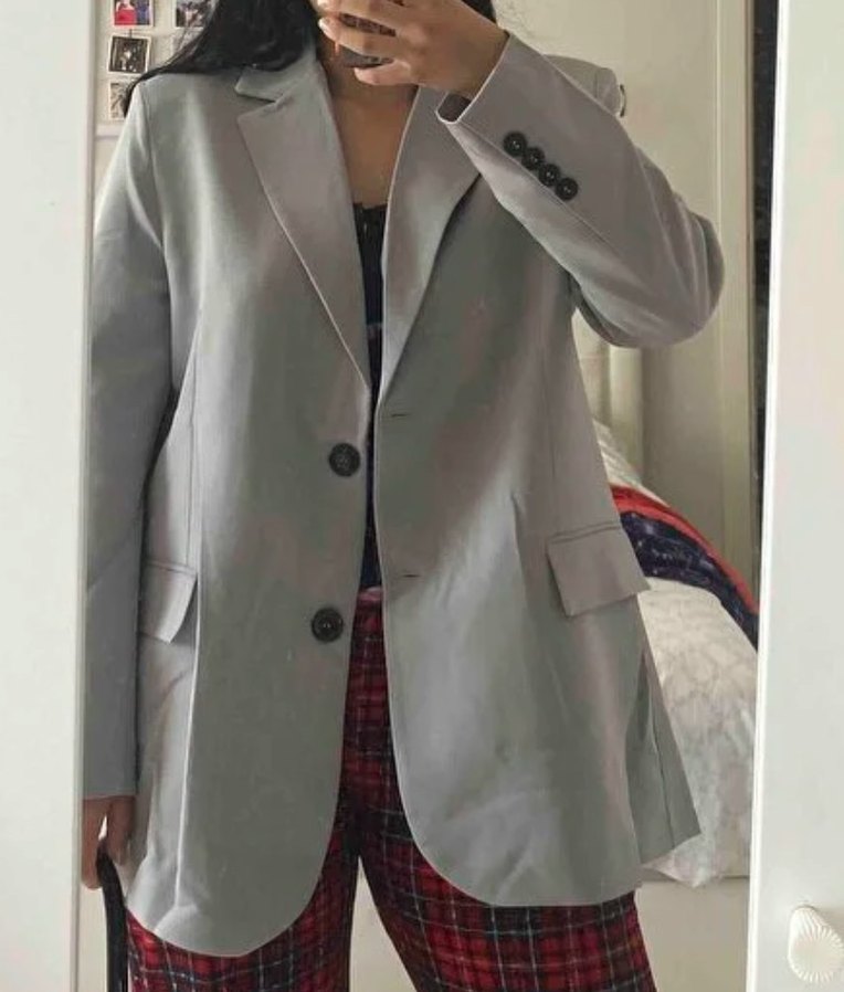 Gri Kemerli Kadın Blazer Ceket - Görsel 4