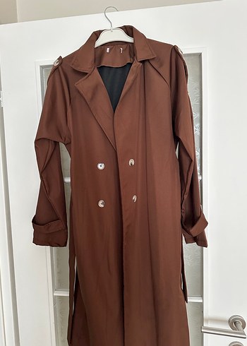 Kadın Kahverengi Uzun Düğmeli Trençkot - Görsel 2