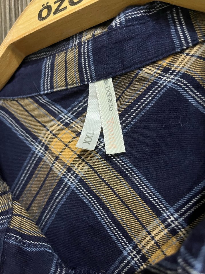 Defacto, Sarı Kareli Uzun Kollu Kadın Gömlek - Görsel 3