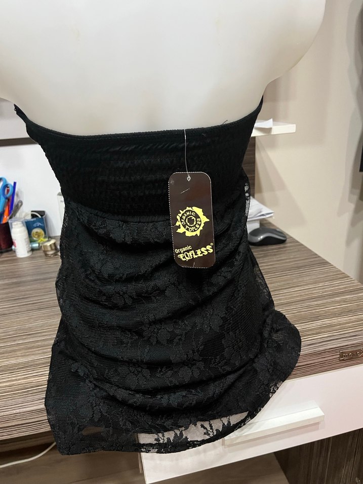 Siyah Drapeli Mini Straplez Elbise - Görsel 2