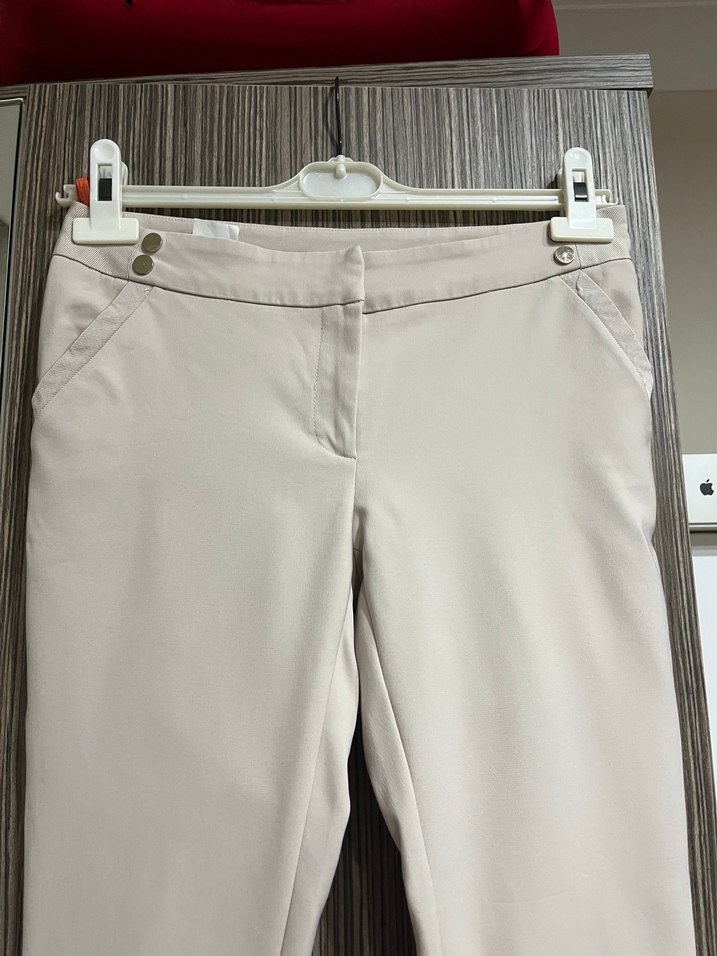 #Mango# Bej Düğmeli Kadın Kumaş Pantolon - Görsel 3