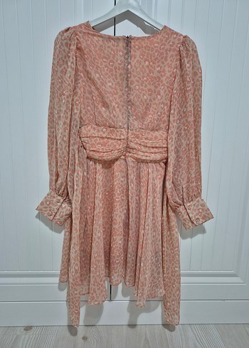 Pembe Yılan Desenli Mini Bohem Elbise - Görsel 2