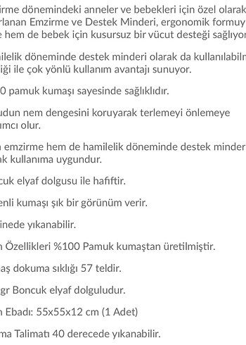 Yataş Gri Desenli Hamile ve Emzirme Yastığı