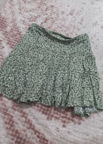 Yeşil Volanlı Bohem Mini Etek