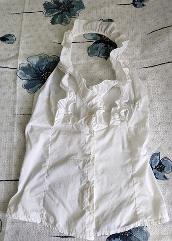 Fırfırlı Yakalı Keten Bluz - Görsel 2