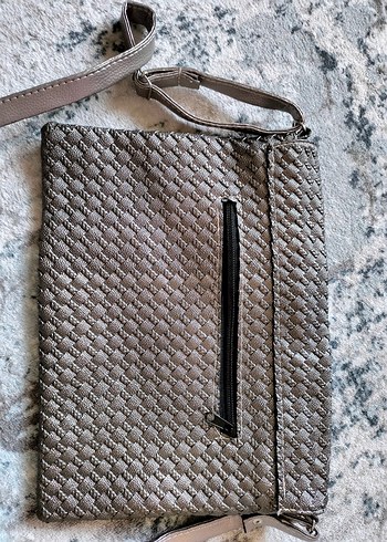 Gri Deri Nakışlı Kadın Çanta - Görsel 5