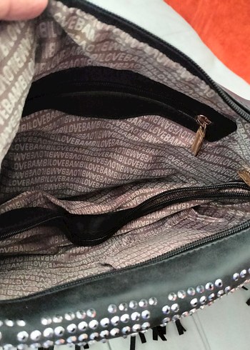 Siyah Deri Püsküllü Nakışlı Kadın Çanta - Görsel 4