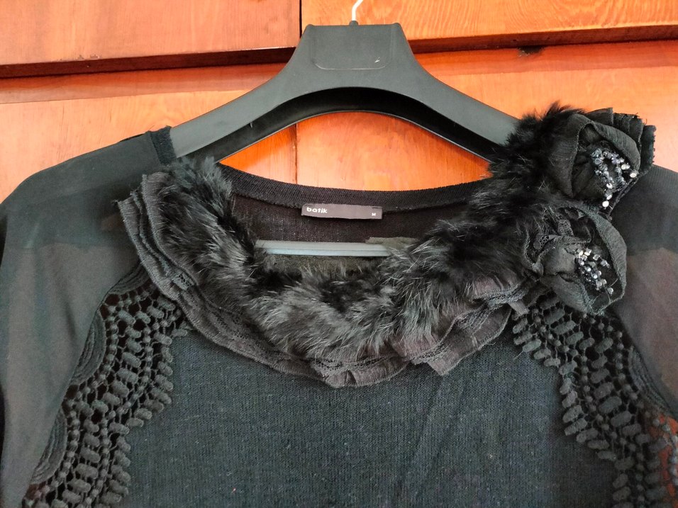 Kürk Detaylı Siyah Kadın Triko - Görsel 4