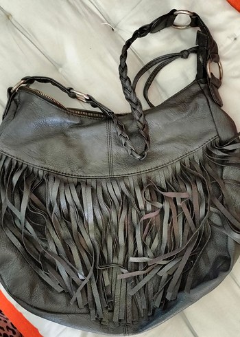 Püsküllü Deri Bohem Kadın Çanta - Görsel 2