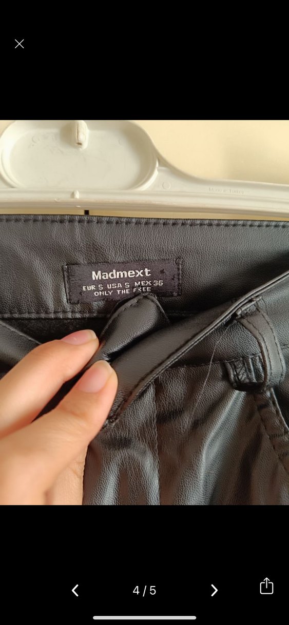 Deri Siyah Kadın Midi Boy Bol Paça Pantolon - Görsel 3