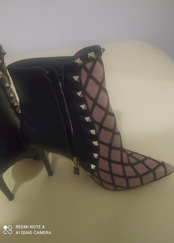 siyah krem Tokalı Stiletto Bot - Görsel 3