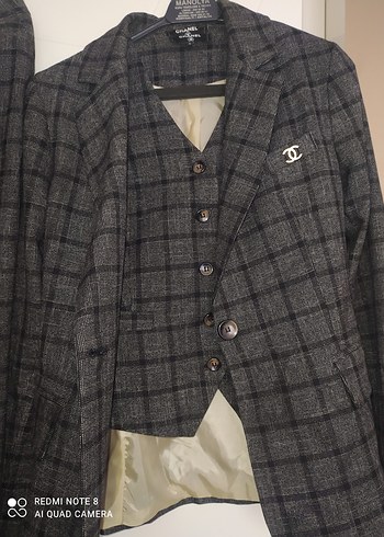 Gri Ekose Desenli Kadın Takım Elbise - Görsel 3