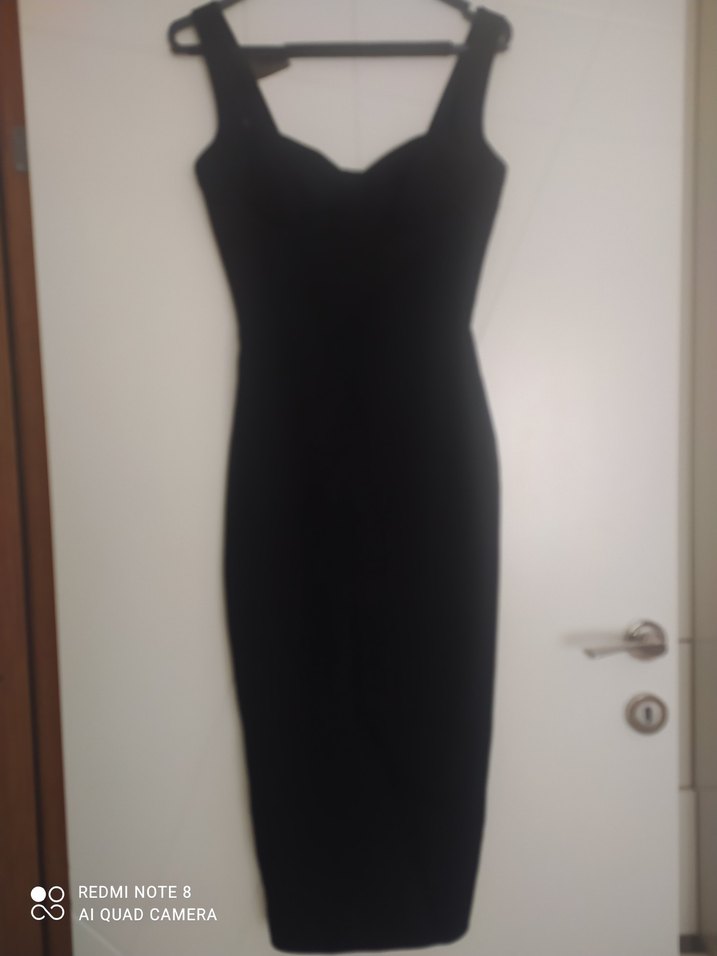 Siyah V Yakalı Uzun Gothic Elbise - Görsel 2