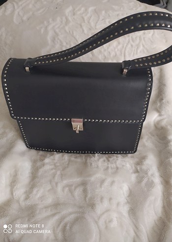 Klasik Siyah Deri Tokalı Kadın Çanta - Görsel 2